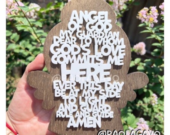 Guardian Angel Prayer Sign – Catholic Baptism Gift, Children's Room Decor