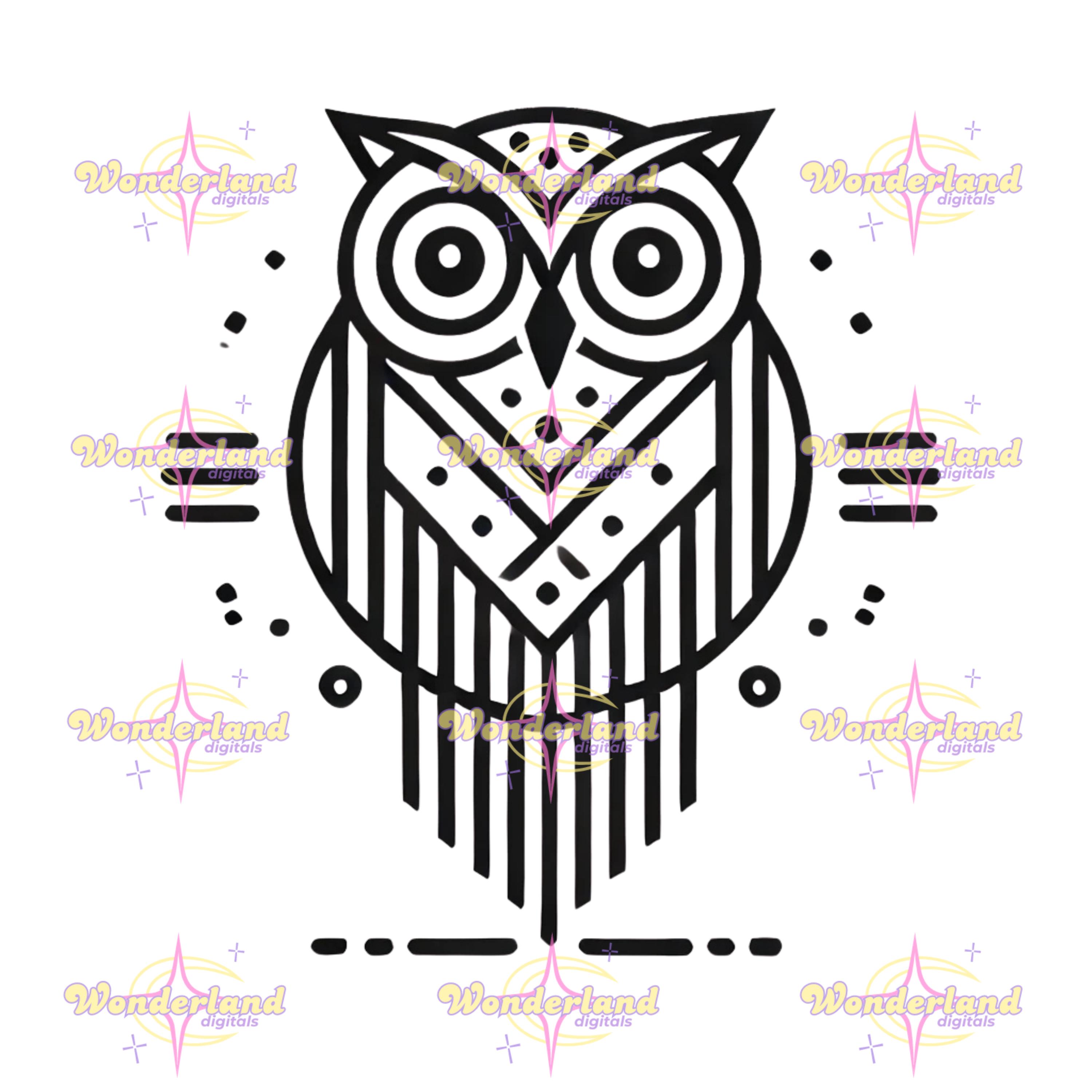 Owl Tattoo Stencil PNG - Printable Owl Tattoo Outline Design - Digital ...