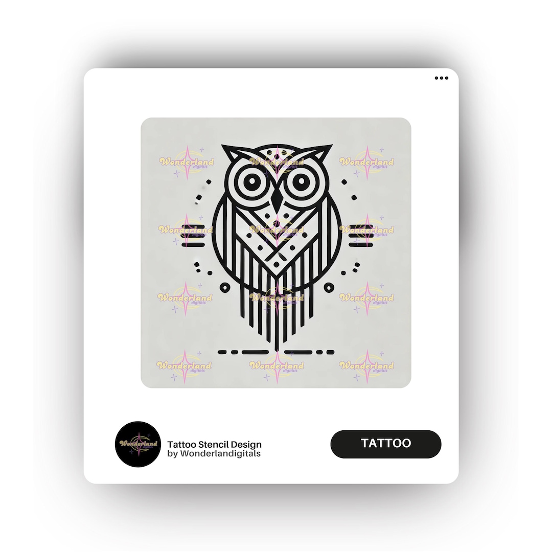 Owl Tattoo Stencil PNG - Printable Owl Tattoo Outline Design - Digital ...