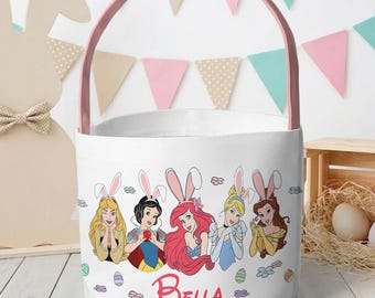 Personalized Disney Princess Easter Basket, Custom Name Egg Hunt Basket