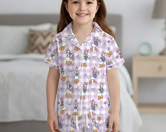Daisy Duck Purple Gingham Pajamas Set For Kids, Mickey And Friends Lover Gift