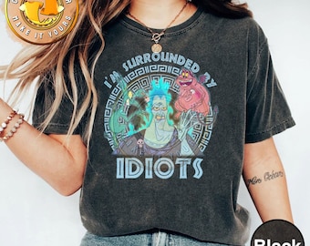 Retro Disney Hercules Villains Hades Pain Panic Shirt, I'M Surrounded By Idiots Tshirt, Disney Halloween, Disney Villains Group Shirts