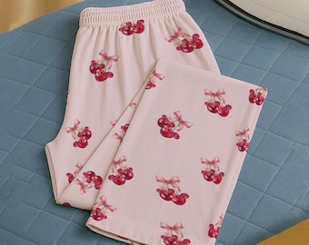Disney Cherries Pajamas Pants, Coquette Disney Pajamas, Cute Cherries Pjs Pants, Gift For Her