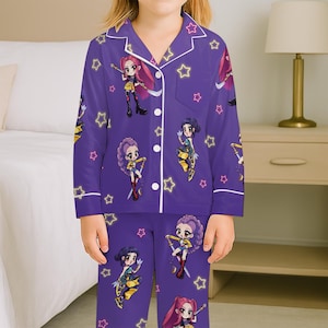 SMALL SIZING - Kpop Kids Pajamas Set, Kpop Fan Gifts, Demon Hunter Inspired Pjs