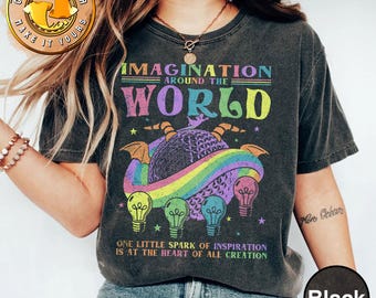Maglietta vintage Disney Epcot Imagination Around The World, maglietta Disney World Epcot, maglietta Epcot World Tour, maglietta coordinata Disney Family