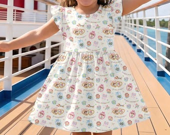 Vestido infantil de manga con volantes de Toy Story de Coquette, regalo de cumpleaños, conjunto para viaje a Disney.
