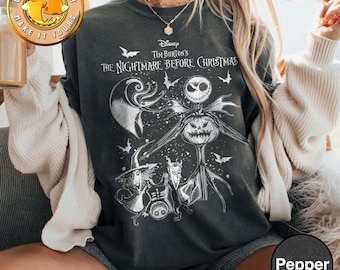 Camiseta retro de Pesadilla en Main Street, camiseta de Disney Jack Skellington, camiseta de Halloween