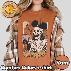 Skeleton Drinking Pumpkin Coffee Mickey Ear Shirt, Staying Alive Halloween Tshirt, Mickey&#39;s Not So Scary, Spooky Season, Disneyland Vacation