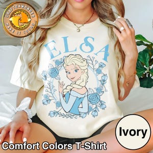 Disney Elsa Princess Floral Portrait Shirt, Retro Frozen Tshirt, Disney Princess Group, Magic Kingdom, Disneyland Girls Group Shirt