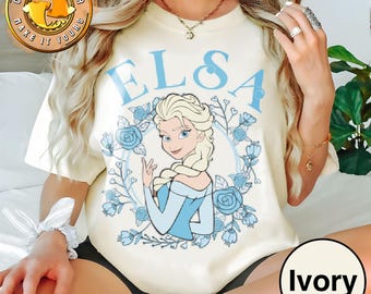 Disney Elsa Princess Floral Portrait Shirt, Retro Frozen Tshirt, Disney Princess Group, Magic Kingdom, Disneyland Girls Group Shirt