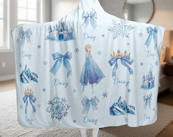 Coquette Elsa Hooded Blanket, Custom Disney Elsa Gifts