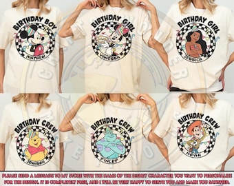 Personalized Disney Characters Family Birthday Crew Shirt, Disney Birthday Boy Girl Tshirt, Disney Birthday Squad, Mickey & Friends Birthday