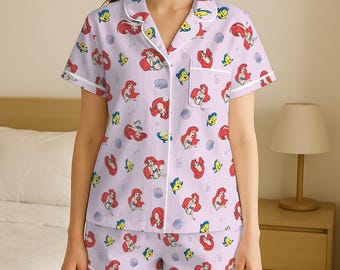 The Little Mermaid Women Short Pajamas Set