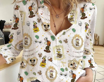 Brown Coquette Animal Kingdom Mickey And Friends Women Blouse
