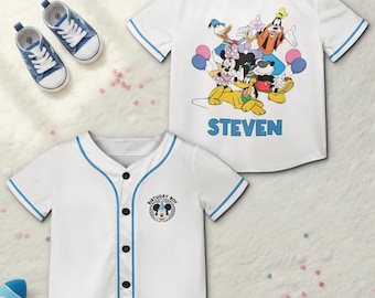 Personalized Mickey And Friends Birthday Jersey, Disney Theme Birthday Party Shirt