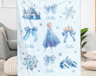 Manta polar de Elsa de Frozen, manta personalizada de Disney Elsa, manta de la película Frozen, regalo para amantes de Elsa