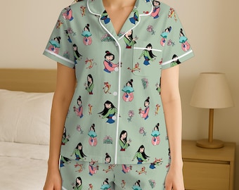 Ensemble de pyjama pour femme Mulan, cadeau pour les amoureux de Mulan