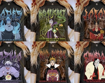 Vintage Disney Villains Group Goth Punk Shirt, Retro Disney Halloween Tshirt, Hades Evil Queen Maleficent shirt, Ursula Cruella Jafar Shirts