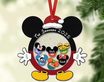 Adorno familiar personalizado de Disney, regalo navideño para amantes de Disney, recuerdo familiar personalizado
