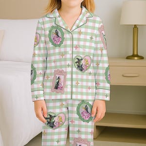 Gingham Wicked Kids Pajamas Set, Wicked Inspired Youth Pjs, Wicked Fan Gift