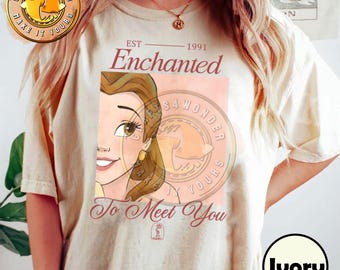 Retro Disney World Belle Princess Shirt, Enchanted To Meet You Tshirt, Disney Beauty And The Beast, Bella Princess Quote, Magical Parks
