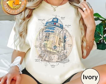 Retro Star Wars R2-D2 Astromech Droid Schematic Shirt, Galaxy&#39;S Edge Tshirt, May The 4Th Be With You, Star Wars Day, Galaxy&#39;S Edge Shirt