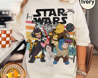 Koszulka Puchatek i Przyjaciele Gwiezdne Wojny, Koszulka Kubuś Puchatek Gwiezdne Wojny, Sweter Retro Gwiezdne Wojny, Koszulka Hollywood Studios, Koszulka Galaxy'S Edge