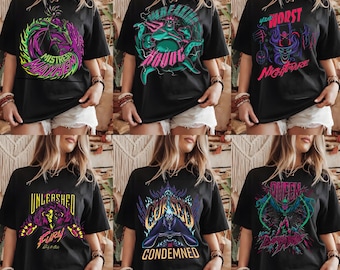 Retro Disney Villains Characters Halloween Rock Band Shirt, Disney Halloween shirt, Hades Ursula Maleficent Shirt, Dr Facilier Ursulla Shirt