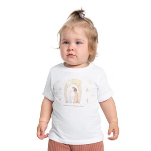 Baby Girl Christmas Nativity Story Short Sleeve T-Shirt for Kids, Baby Girl Christmas Shirt with Bible Verse, Religious Festive Holiday Tee