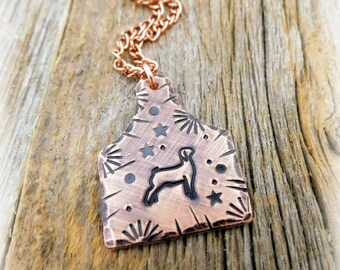 1.25" Tall Rustic Boer Show Goat Copper Tag Necklace-  Hand Stamped/Tooled- Sealed- Comes With 16" Copper Chain Necklace-