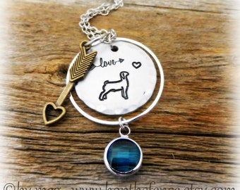 1" Round- Boer Goat Necklace- Hand Tooled/Stamped- Thick 14 Gauge Aluminum- 18" Stainless Steel Chain With Shown Charms-