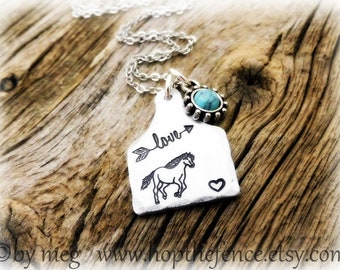 1" Tall Tag- Horse  Necklace, Stock Show Jewelry, 14 Gauge No Tarnish Aluminum On 18" Stainless Steel Chain, Charm