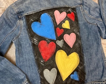 Colorful Hearts Jean Jacket