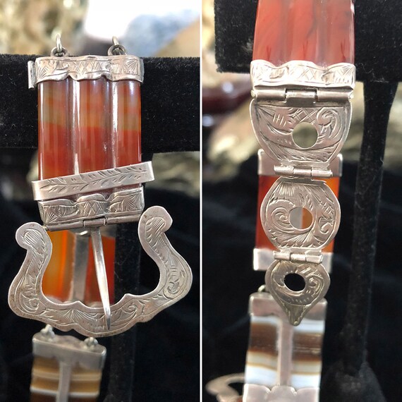 Antique Victorian Scottish Agate Bracelet, Buckle… - image 5