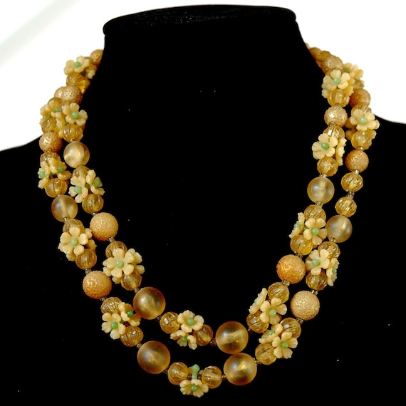 1940s Hong Kong Necklace with Plastic Butterscotc… - image 1