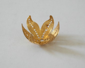 1 Vintage Gold Plated Brass Finding - Unused Stock for Wrapping, Beading, Jewelry, Crafts