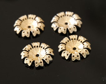 4 Vintage Gold Plated Brass Finding - Stock no utilizado para envolver, abalorios, joyas, artesanías