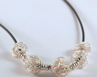 Silver Bauble Choker with Rubber Cord