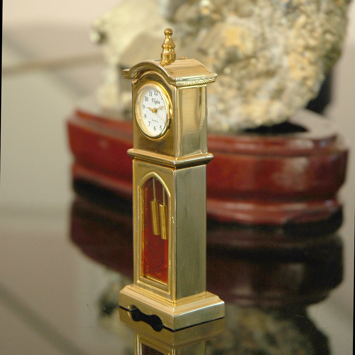 Elgin Desk Mini Grandfather Clock Adorable New Battery Etsy
