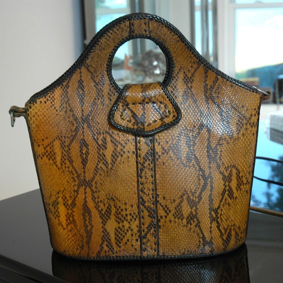 Handcrafted Natural Python Purse, Structured Hard… - image 3