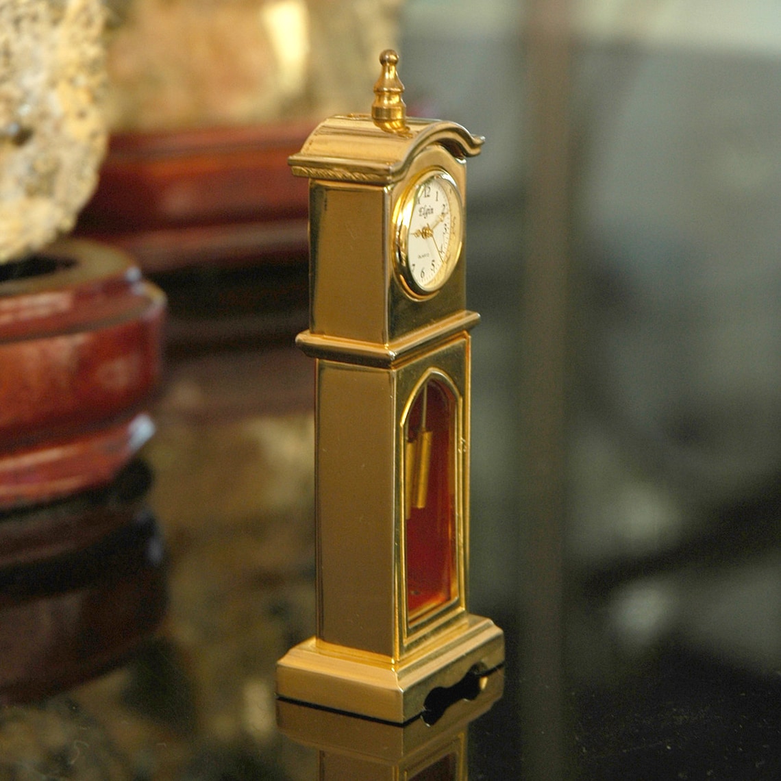 Elgin Desk Mini Grandfather Clock Adorable New Battery Etsy
