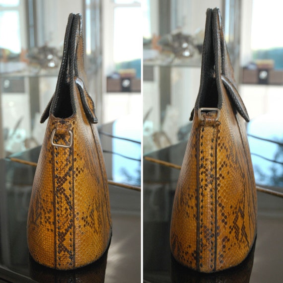 Handcrafted Natural Python Purse, Structured Hard… - image 4