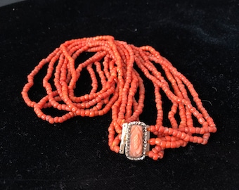 天然珊瑚 ツイストネックレス 極上 深海珊瑚 7連 ツイスト 2wayネックレス 53cm さんご サンゴ 天然