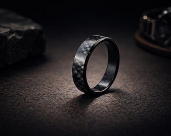 Carbonring – Handgefertigter Ring aus Carbon – Schwarzer Herren- und Damenring – Leicht & Modern