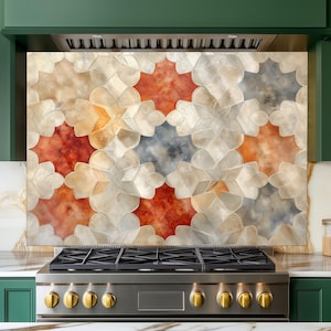 Moroccan Style Tempered Glass Stove Backsplash: Kitchen Wall Art