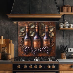 Weinflasche gehärtetes Glas Küche Backsplash: Rustikaler Weinberg Dekor