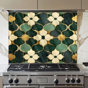 Moroccan Style Tempered Glass Stove Backsplash Panel