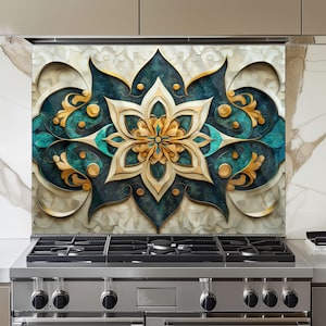 Moroccan Tempered Glass Kitchen Backsplash: Durable Stove Splashback