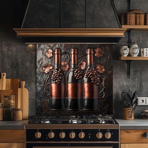 Weinflasche gehärtetes Glas Küche Backsplash: Rustikaler Weinberg Dekor