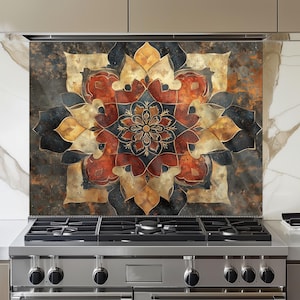 Moroccan Style Tempered Glass Kitchen Backsplash: Heat Resistant Stove Art